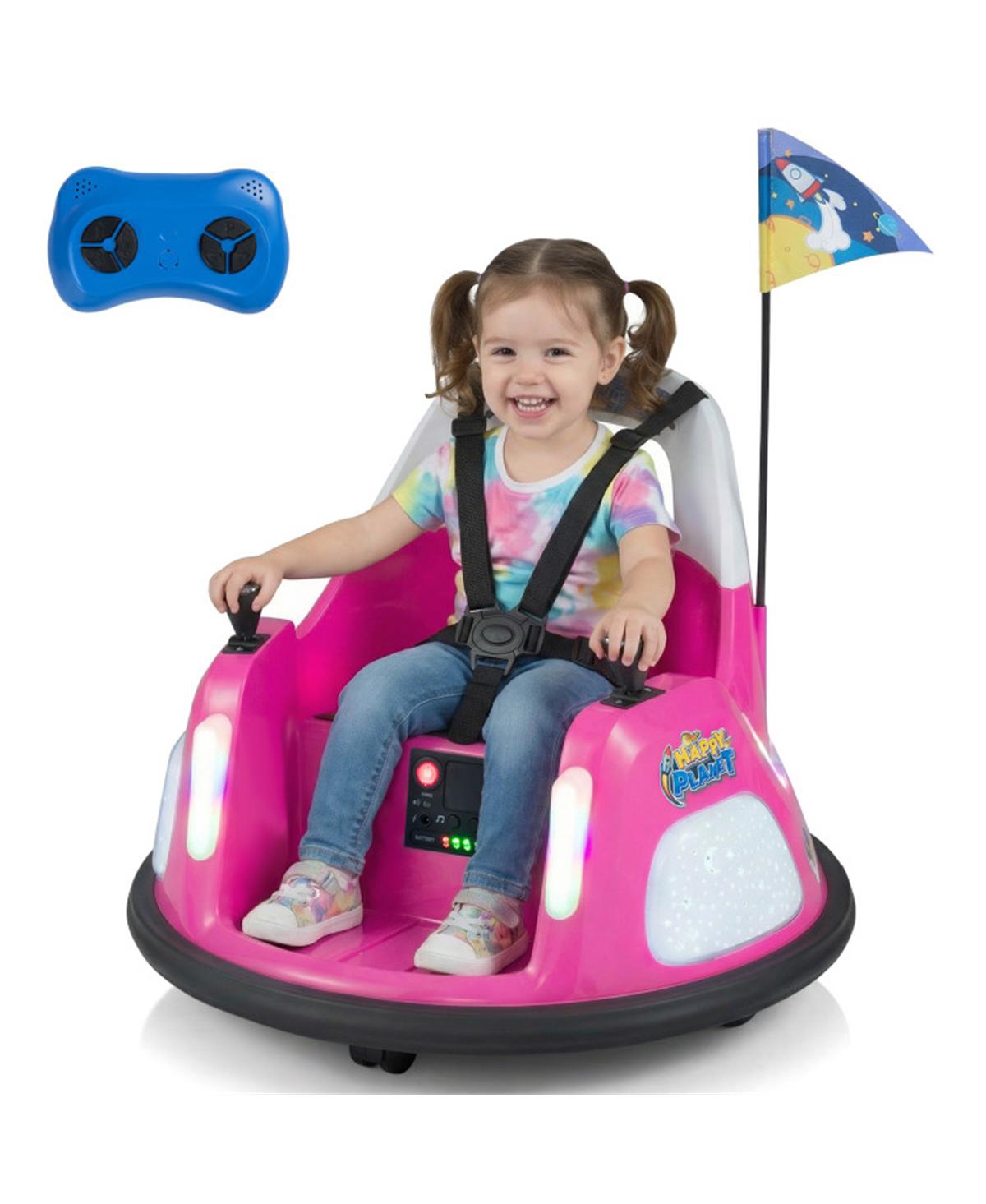 Sevorley 12V Pp & Metal Kids Bumper Car with 360-Degree Spin, 5-Point Seat Belt & Remote Control, 55 lb Capacity, Ages 18-72 Months - Blue/pink/red