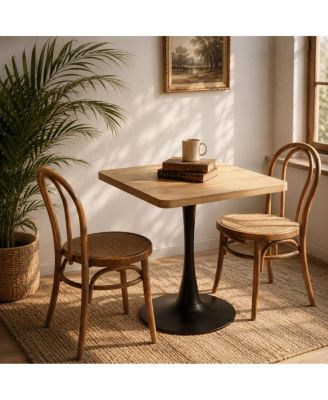 Small Square Dining Table, 23.6" Pedestal Bistro Table, Table for 2 People