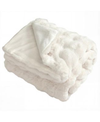 Luxury Fuzzy Faux Rabbit Fur Bubble Throw Blanket 60in x 80in for Armchair