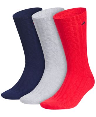 Men's Cable Knit Crew Socks, 3-Pack