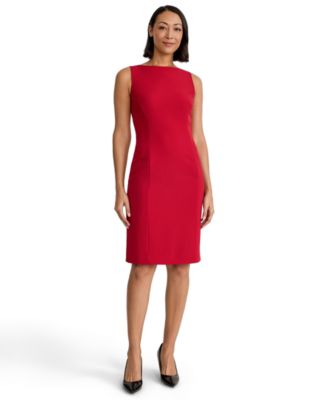 Petite Boat-Neck Sleeveless Sheath Dress