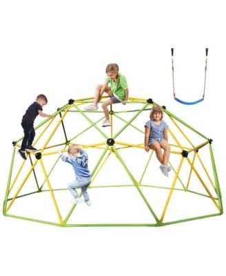 10-Foot Galvanized Steel Climbing Dome Jungle Gym with Swing, Ages 3-10
