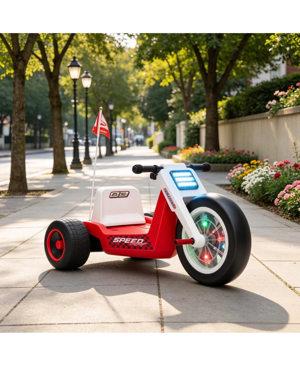 Sevorley 12V Led Wheels 3-Position Seat Electric Trike, 66 lb Capacity, Ages 3-6