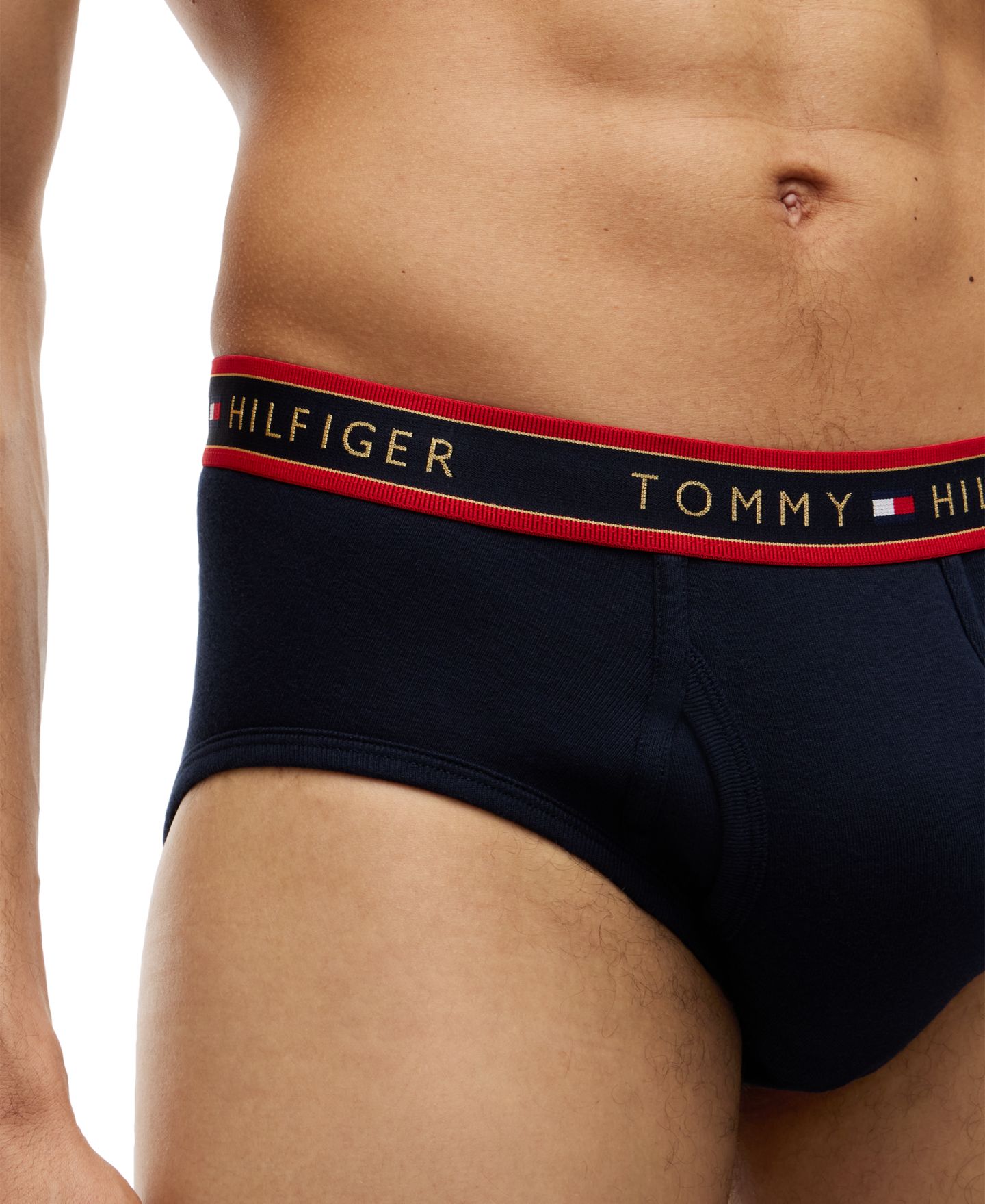 Трусы-брифы Stitch для мужчин, хлопок, 4 шт. — Tommy Hilfiger, цвет: Красный / Пустынный небесно-голубой — фото 4
