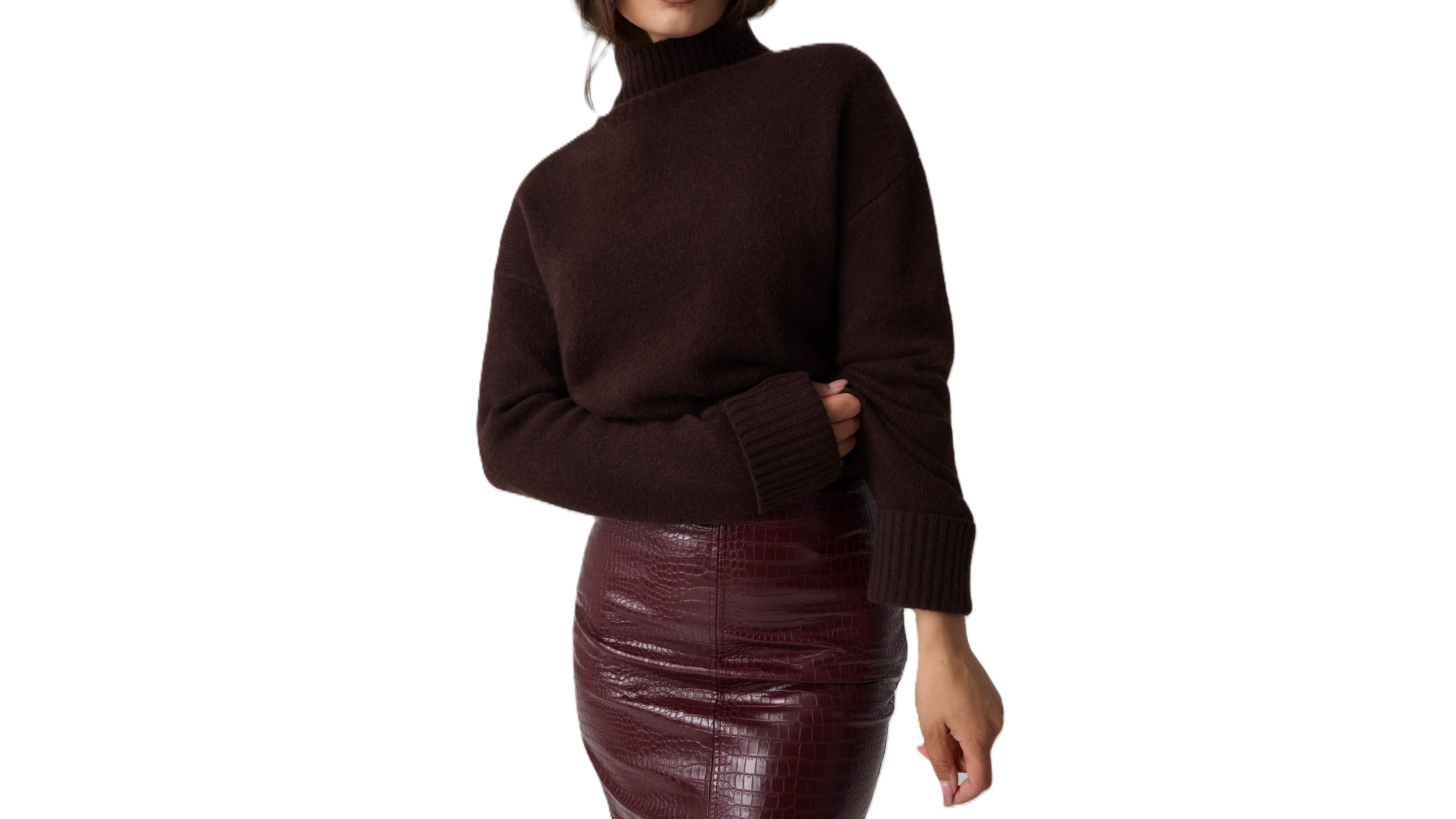 Guess Women's Cashmere-Blend Turtleneck Long-Sleeve Bodysuit Sweater