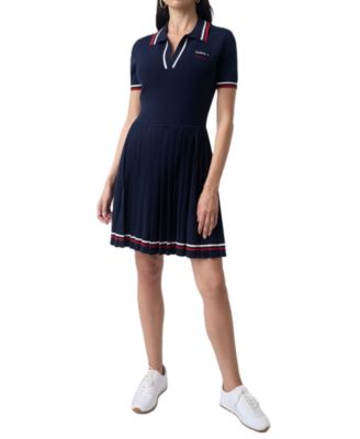 Women's Marilyn Polo Short-Sleeve Fit and Flare Sweater Dress