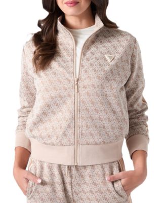 Women's 4G Allover Jacquard Full Zip Mock Neck Long-Sleeve Sweatshirt