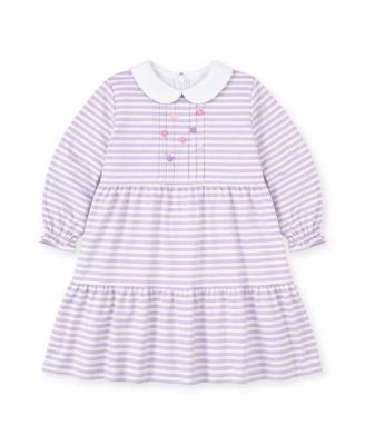 Little Girls (4-6X) Stripe Knit Dress with Embroidered Flowers