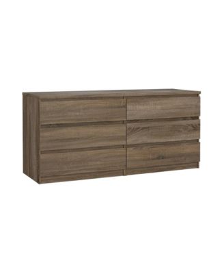 Elegant Truffle Oak Double Dresser with Six Spacious Drawers for Storage