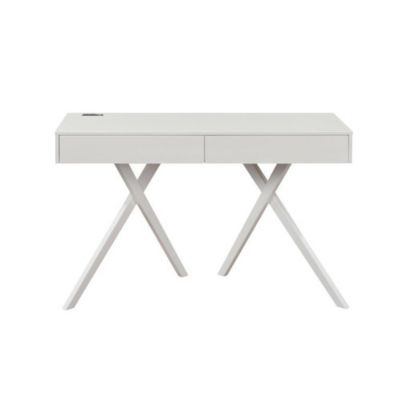 Wood Desk with Storage - Small Desk with 2 Drawers, 2 USB Ports, Outlets