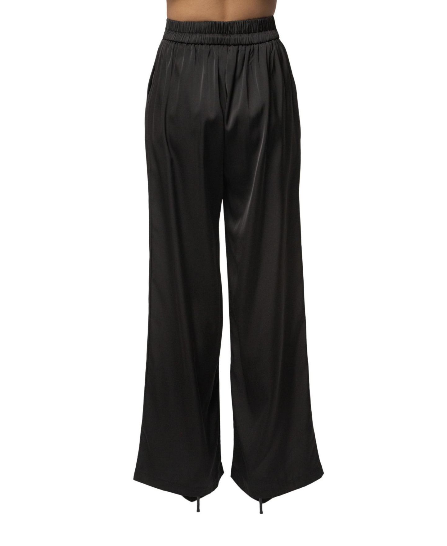 Женский комплект JLUXLABEL Power & Poise Satin Wide-Leg Detachable Belt Blouse and Pants, 2-Piece Set, цвет: Чёрный — фото 2