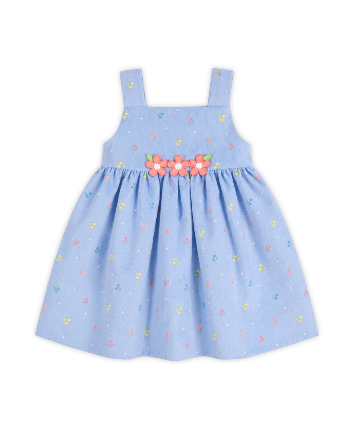 Florence Eiseman Girls' 4-16 Floral-Print Polka-Dot Corduroy Jumper - Medium blue  white dot floral