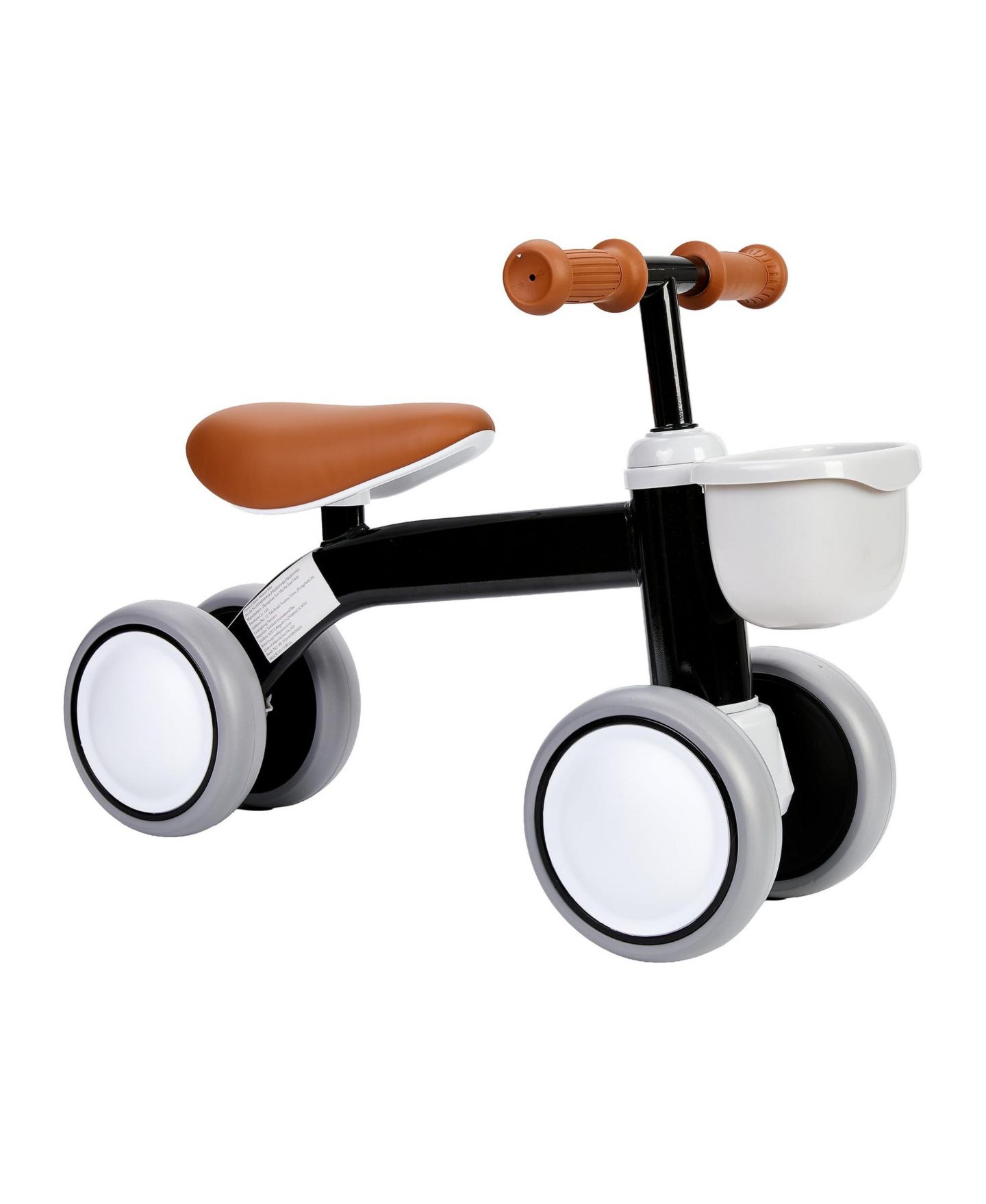 Детская игрушка homfan Pedal-Free Balance Bike with Adjustable Seat and Front Basket, Ages 1-2 Years, цвет: Чёрный — фото 1