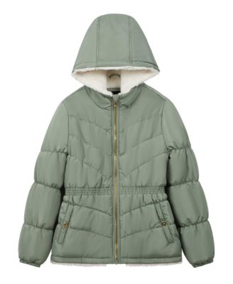Girls' 4-16 Heavyweight Faux Fur-Lined Puffer Jacket
