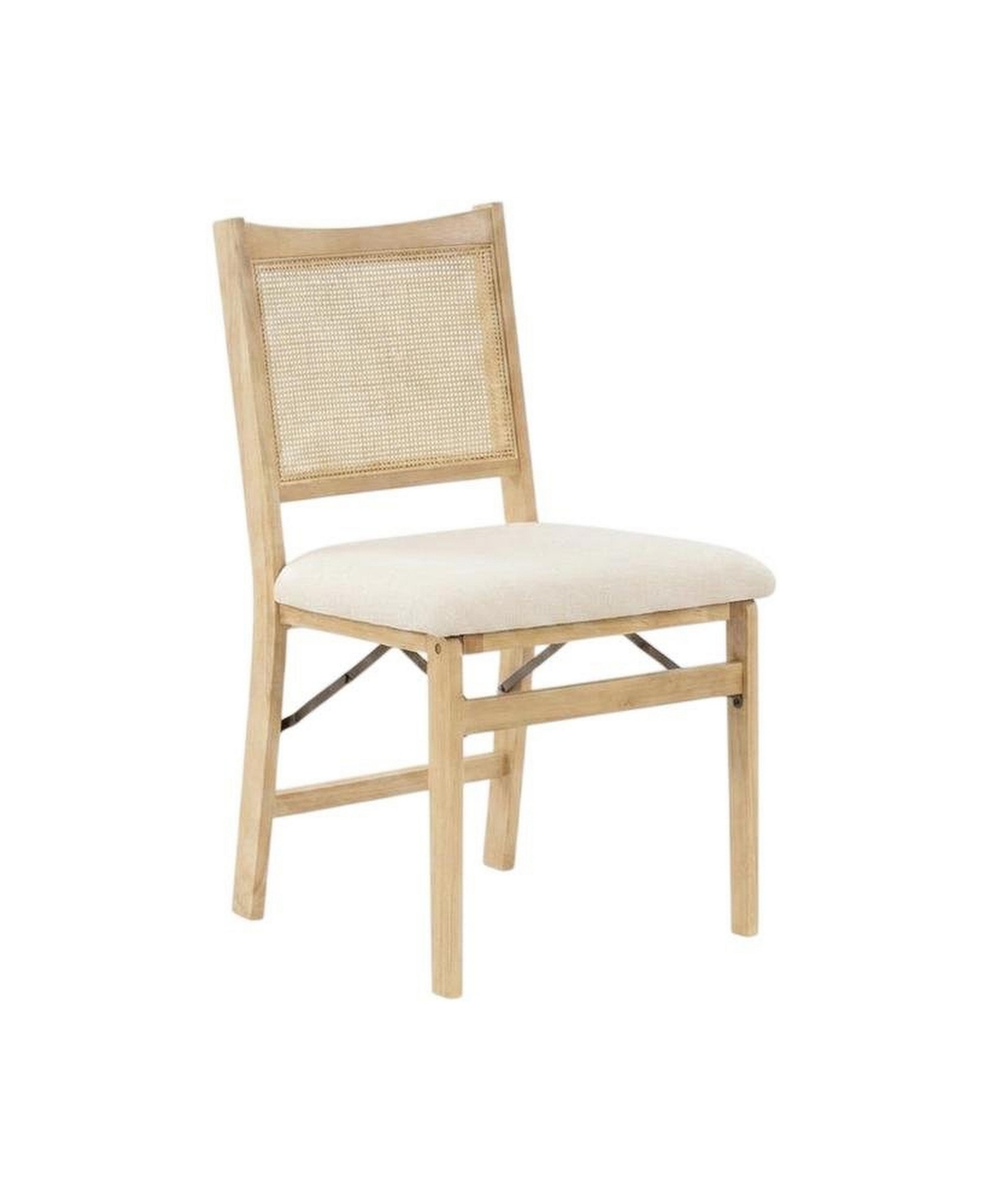 FurniFact Rattan Cane Polyester Fabric Seat Folding Dining Side Chair