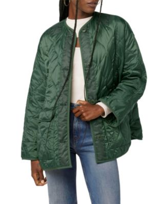 Women's Quilted Oversized Collarless Jacket
