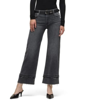 Women's Rosie High-Rise Wide-Leg Raw Hem Jeans