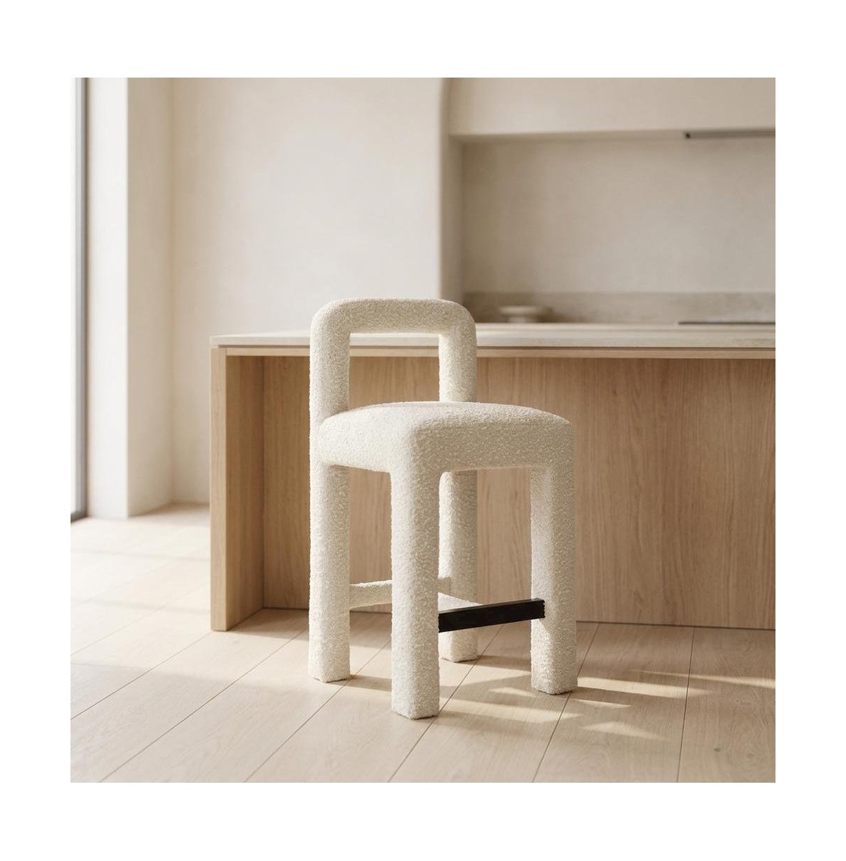 Starlight Canyon Home Cream Boucle Counter Stool with Upholstered Seat and Modern Design - Cream