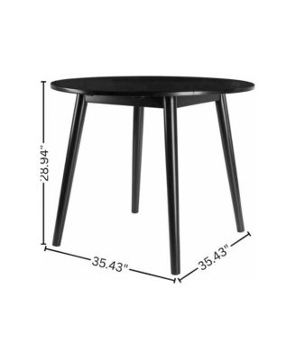 Round Drop Leaf Dining Table, Black, Tapered Legs, Small Space