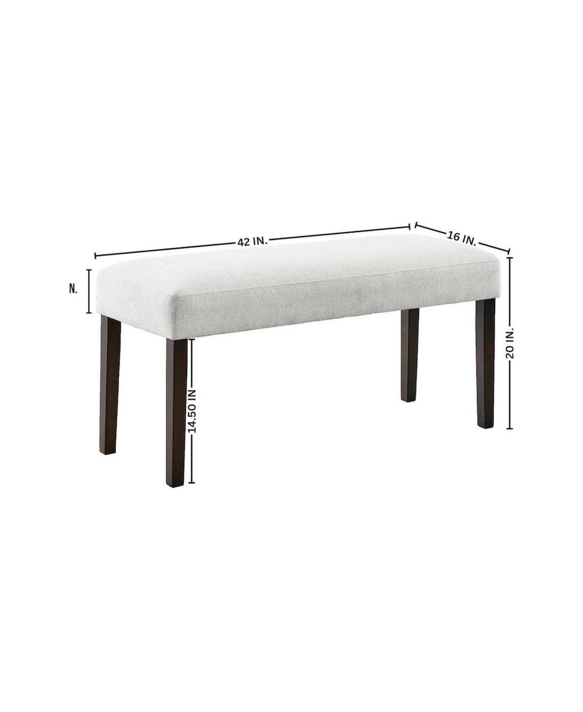 Roundhill Furniture Madison Contemporary Upholstered Dining Bench - Gray