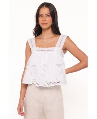Women's Aideen Square-Neck Eyelet Crop Tank Top