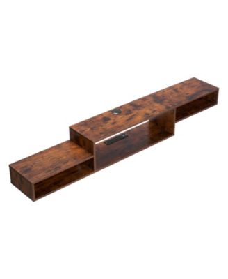 Floating 70" Wall Mounted TV Stand with Power Outlets and Storage