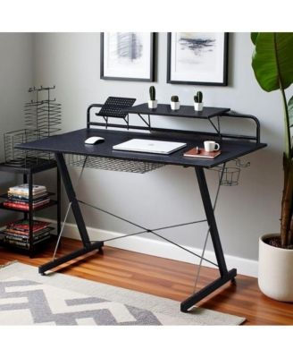 Gaming Desk with Storage Tray, CD Rack and Cup Holder