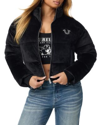 Women's Velvet Puffer Cropped Jacket