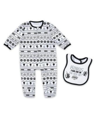 Baby Boys' and Girls' Los Angeles Kings Allover Print Full-Zip Sleeper Bib Christmas Set
