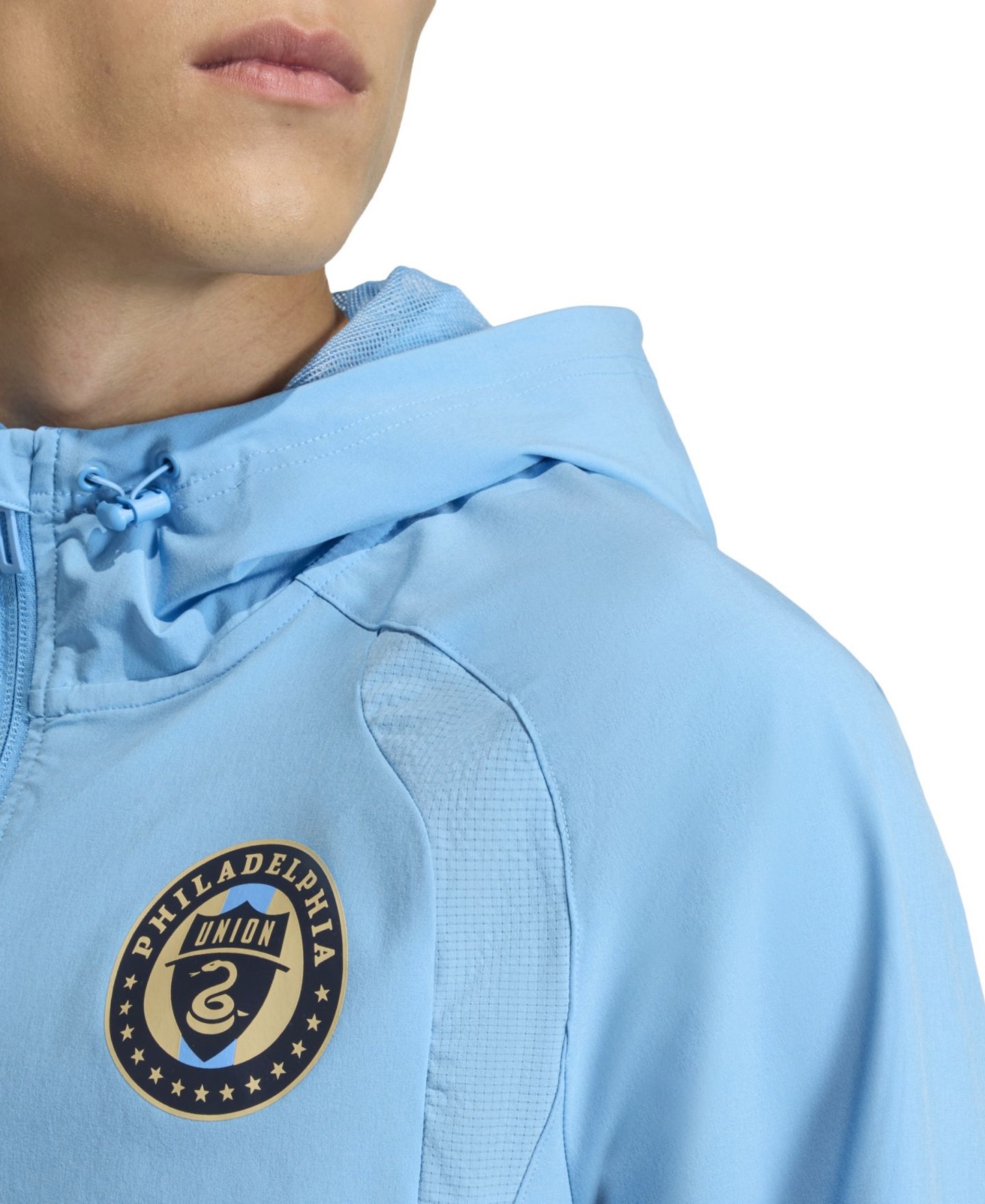 Мужская куртка adidas Light Blue Philadelphia Union Tiro Travel Full-Zip Hooded Windbreaker — фото 6