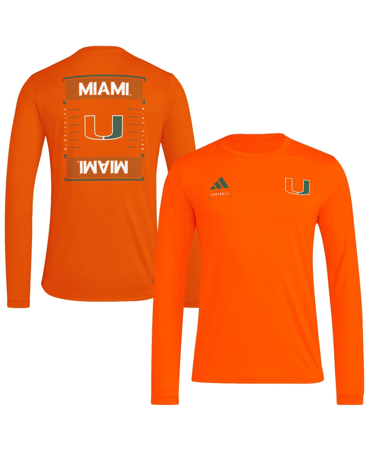 Adidas Men's Orange Miami Hurricanes Locker Football Icon Pre-Game Long Sleeve T-Shirt - Orange