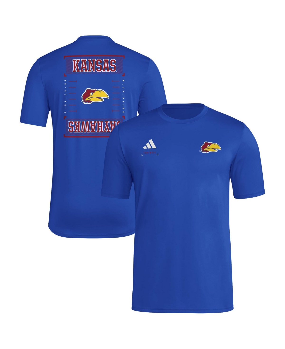 Adidas Men's Royal Kansas Jayhawks Locker Football Icon Aeroready Pre-Game T-Shirt