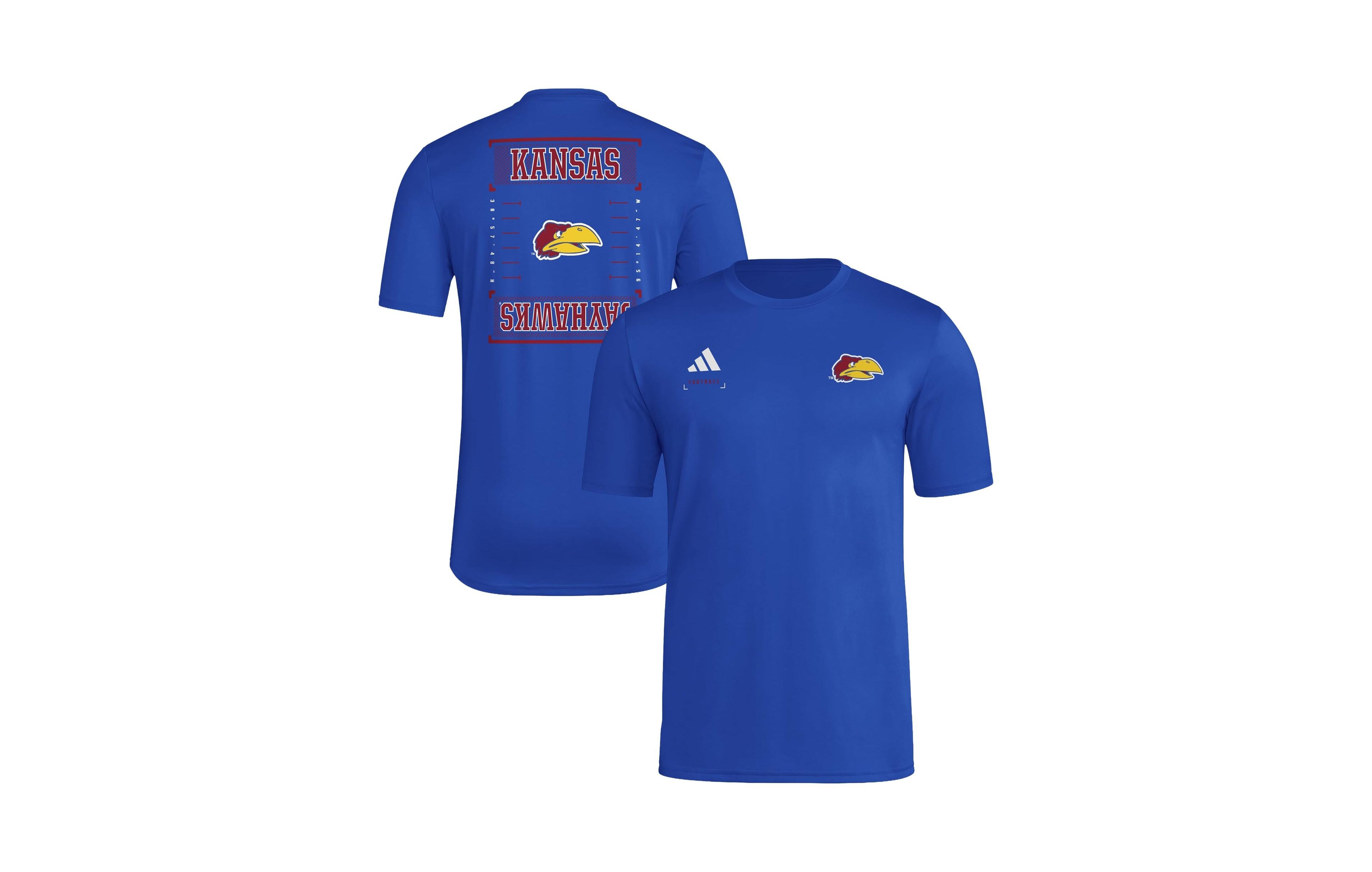 Adidas Men's Royal Kansas Jayhawks Locker Football Icon Aeroready Pre-Game T-Shirt