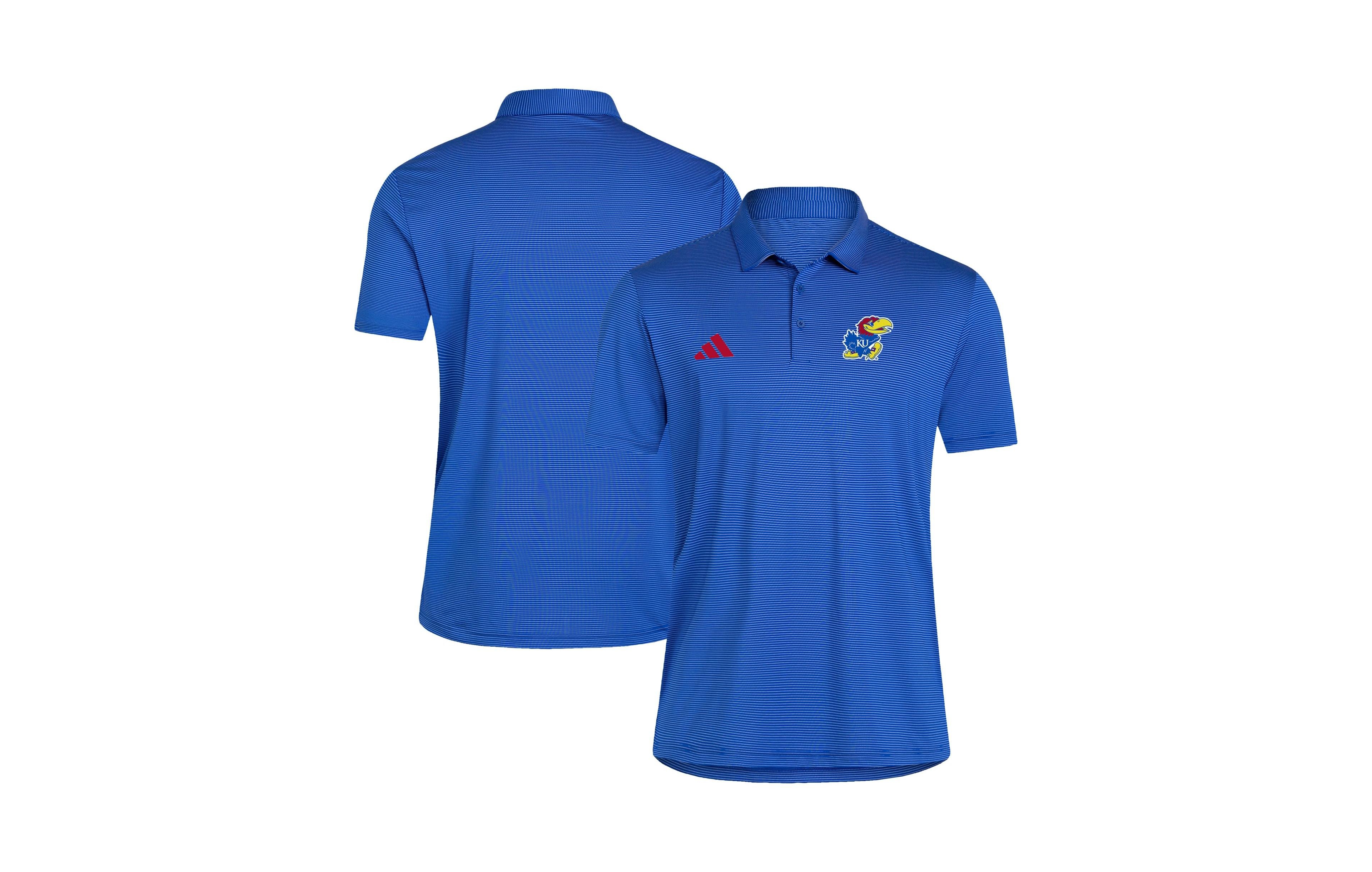 Adidas Men's Royal Kansas Jayhawks Ultimate 365 Stripe Polo Shirt