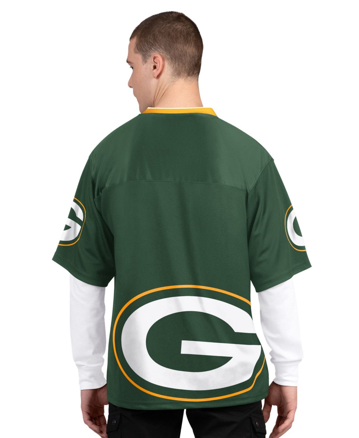 Мужские футболки Starter Green/White Green Bay Packers Short Sleeve Long Sleeve T-Shirt Combo Pack — фото 2
