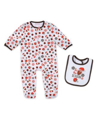 Baby Boys' and Girls' Cleveland Browns Holiday Full-Zip Sleeper Bib Set