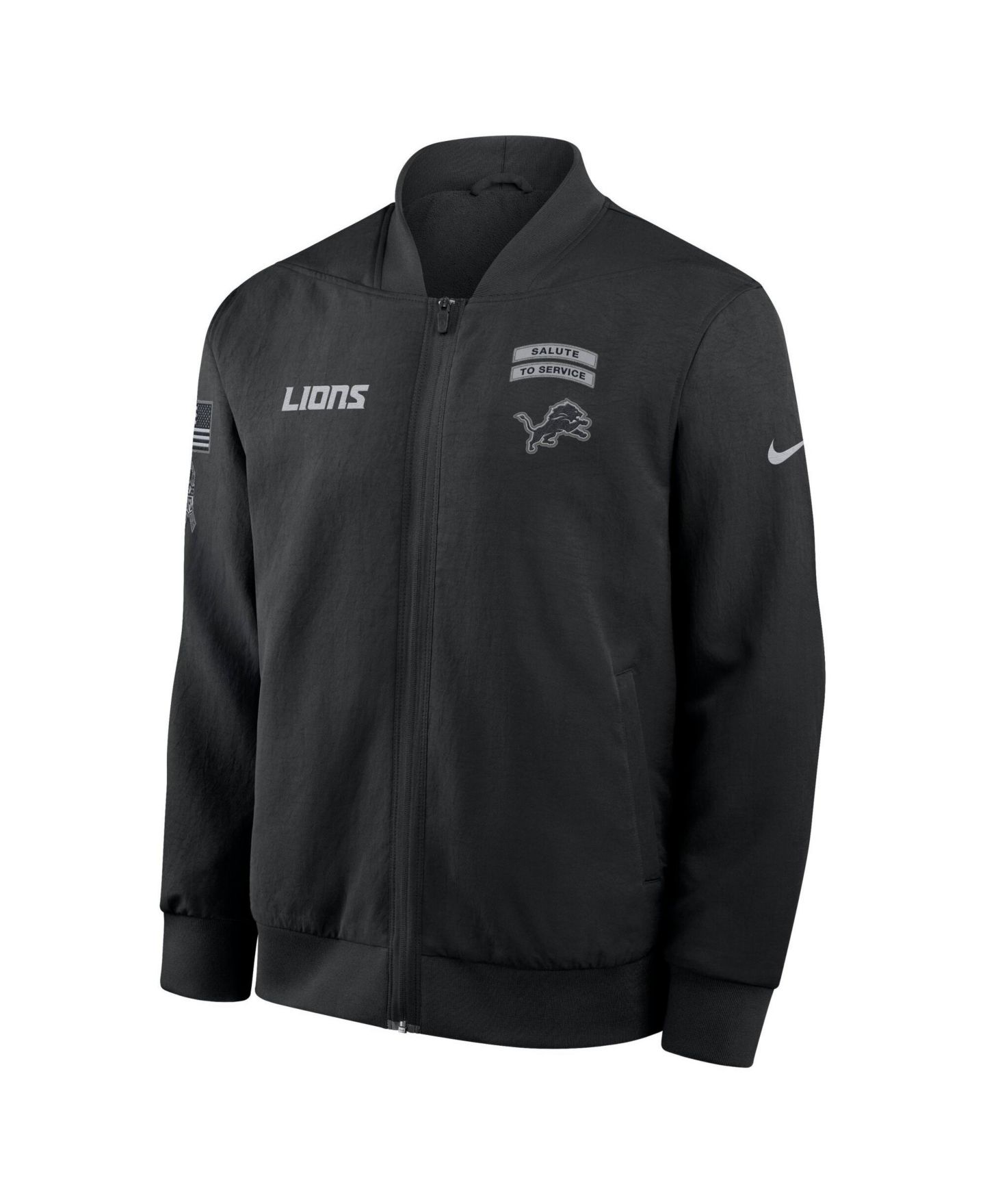 Мужская куртка Nike Black Detroit Lions 2026 Salute to Service Sideline Full-Zip Bomber — фото 3