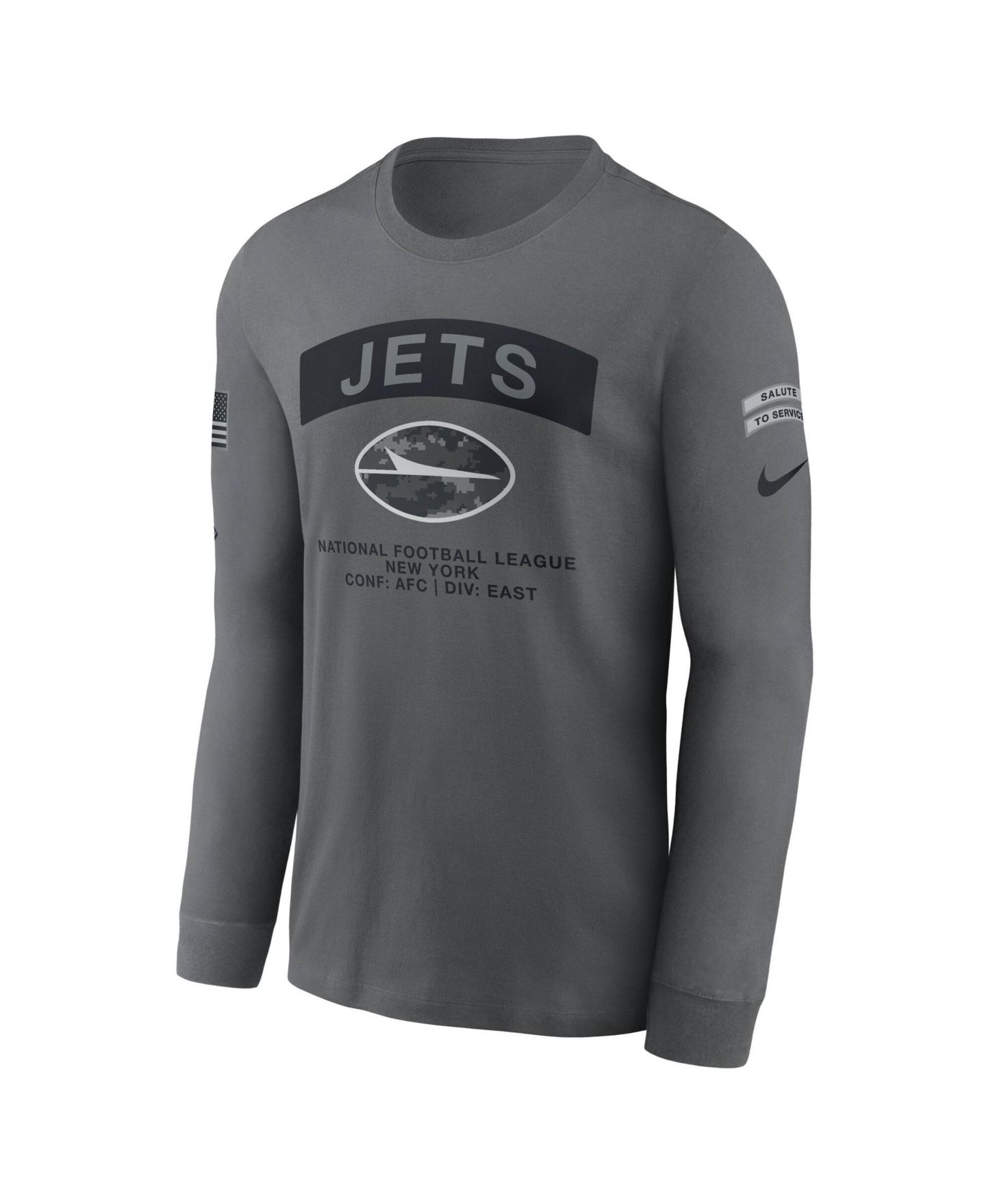 Мужская футболка Nike Gray New York Jets 2026 Salute to Service Long Sleeve — фото 3
