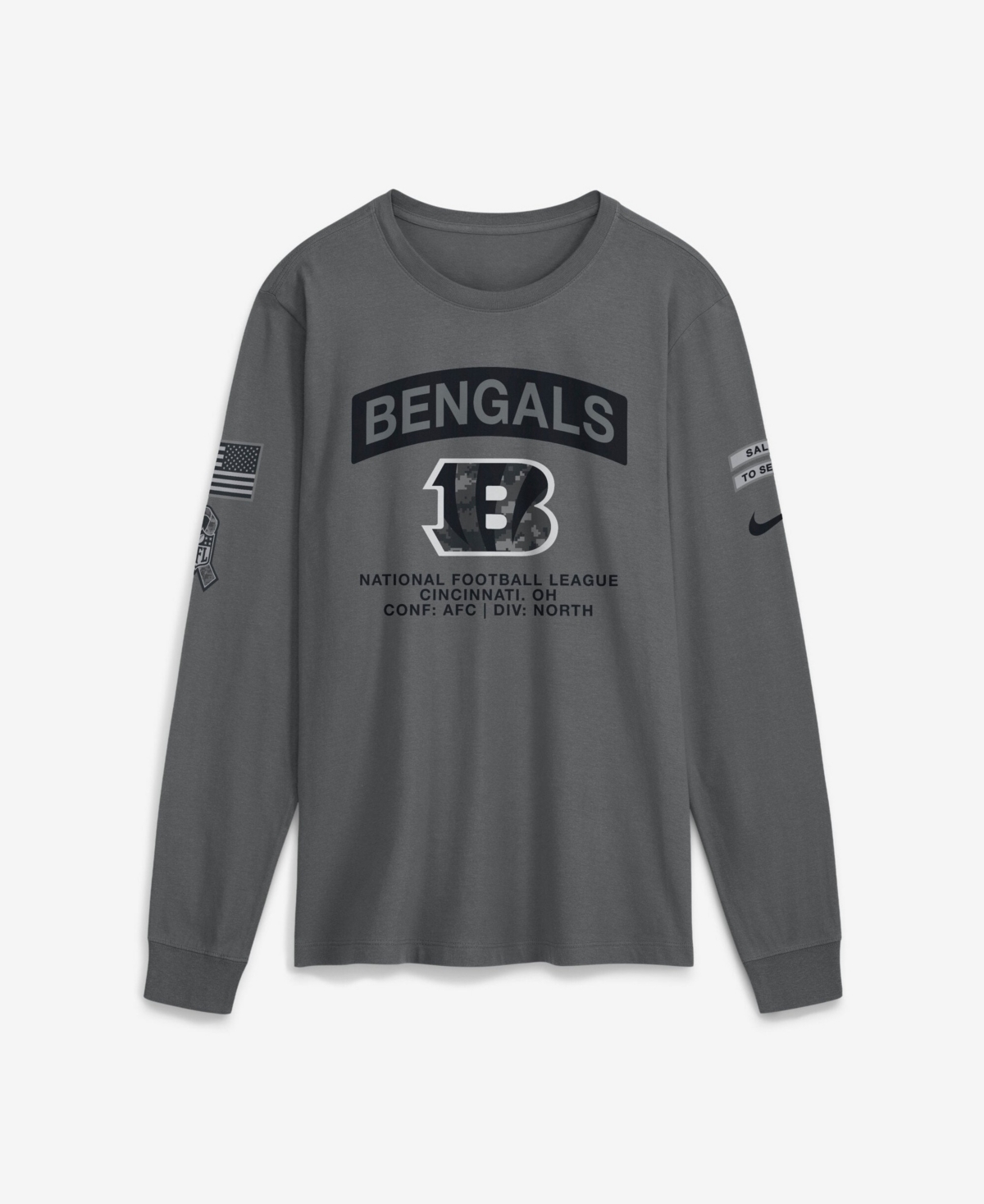 Nike Men's Gray Cincinnati Bengals 2026 Salute to Service Long Sleeve T-Shirt