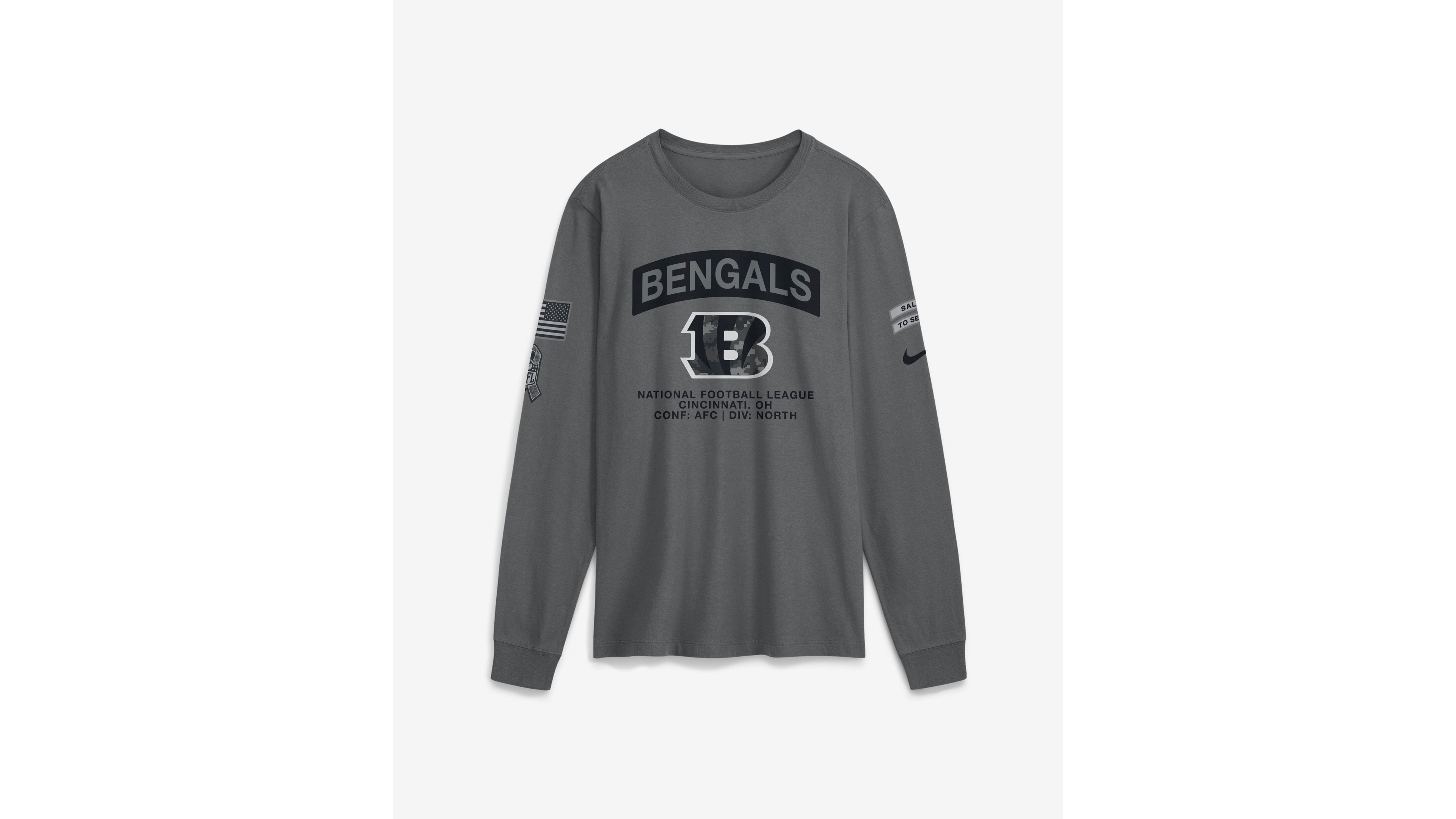 Nike Men's Gray Cincinnati Bengals 2026 Salute to Service Long Sleeve T-Shirt