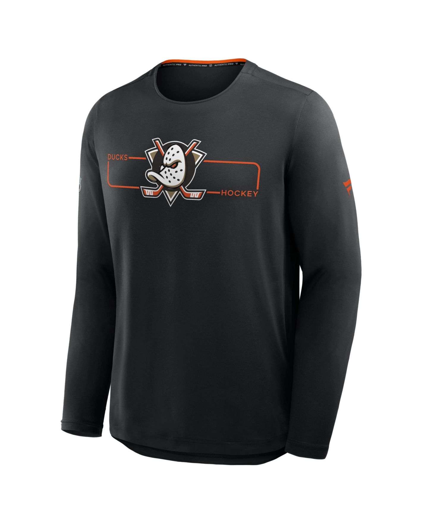 Мужская футболка Fanatics Black Anaheim Ducks Authentic Pro Rink Tech Long Sleeve — фото 3