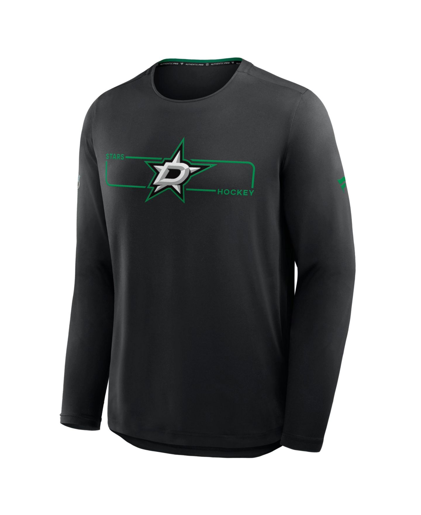 Мужская футболка Fanatics Black Dallas Stars Authentic Pro Rink Tech Long Sleeve — фото 3