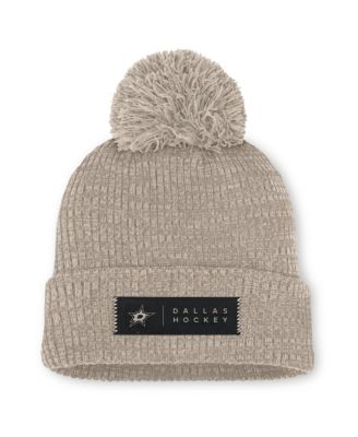 Women's Light Beige Dallas Stars Authentic Pro Road Cuffed Knit with Pom Hat
