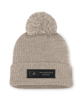 Women's Light Beige Philadelphia Flyers Authentic Pro Road Cuffed Knit with Pom Hat