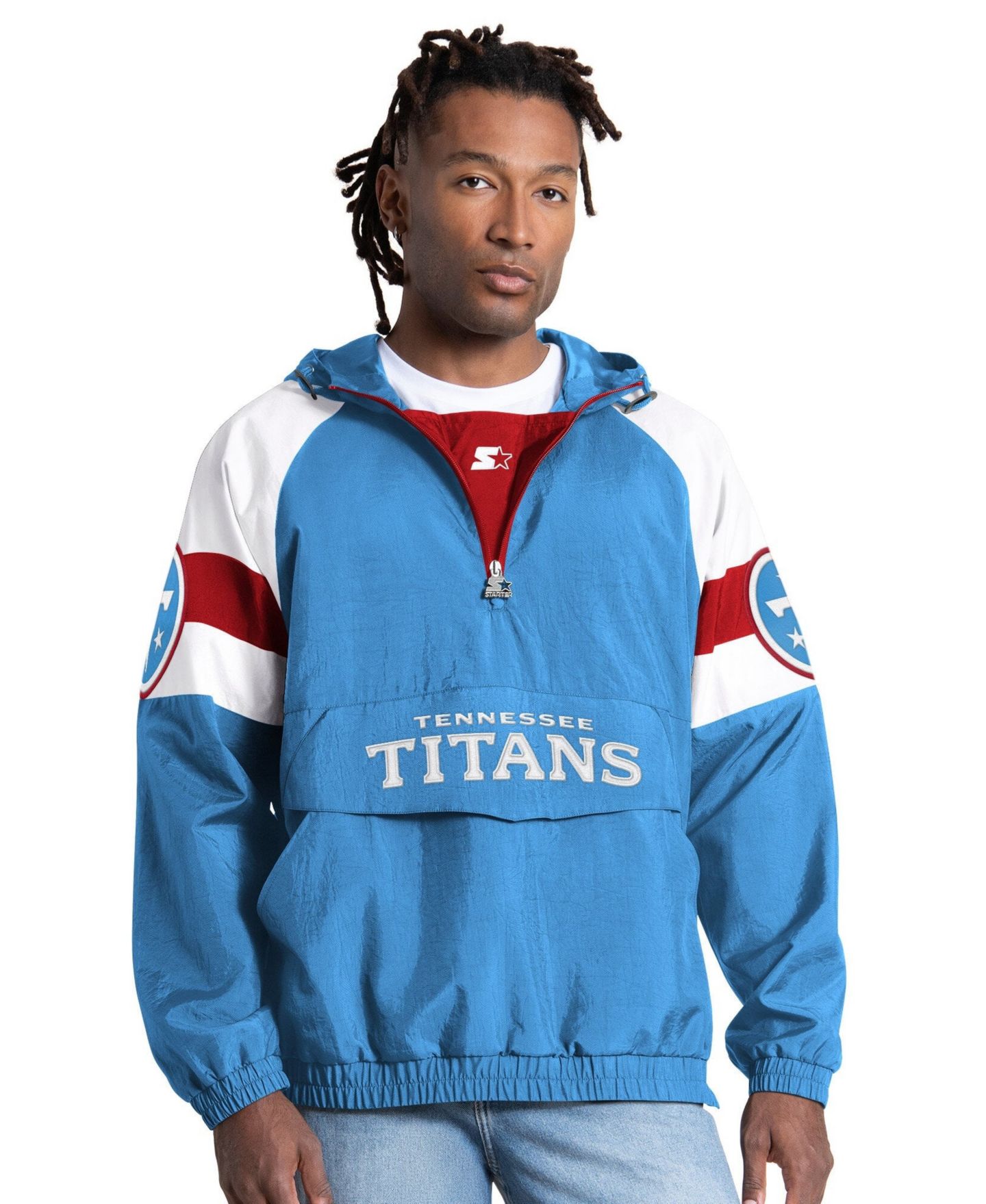 Мужская куртка Starter Light Blue Tennessee Titans Street Cut Half-Zip — фото 1