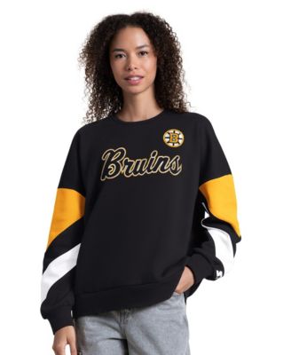 Women's Black Boston Bruins Grand Slam Sleeve Color Block Sweatshirt
