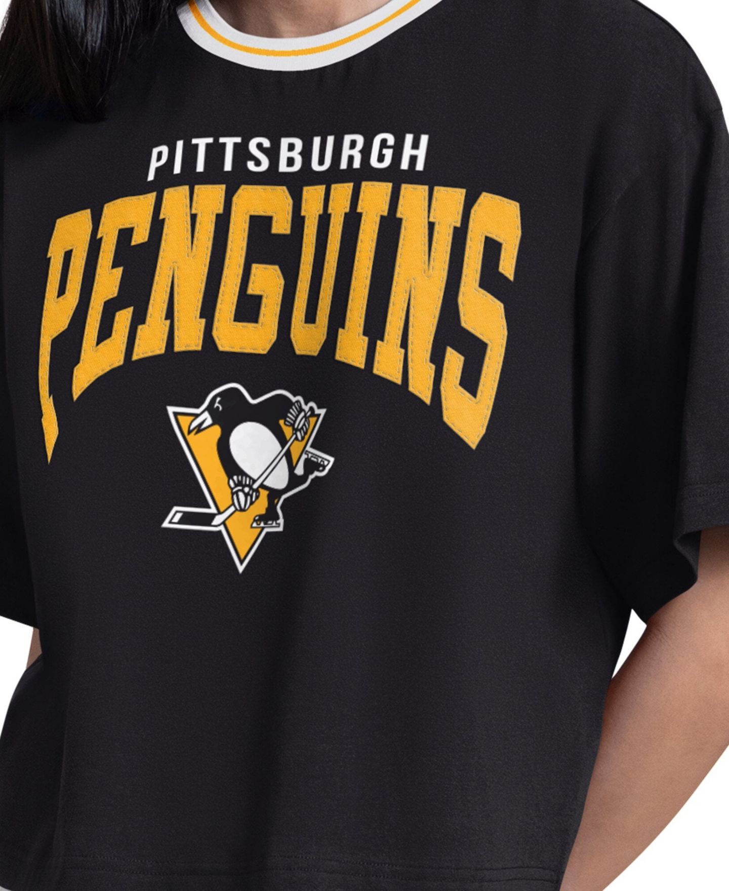 Женская футболка Starter Black Pittsburgh Penguins Ace Cropped — фото 3