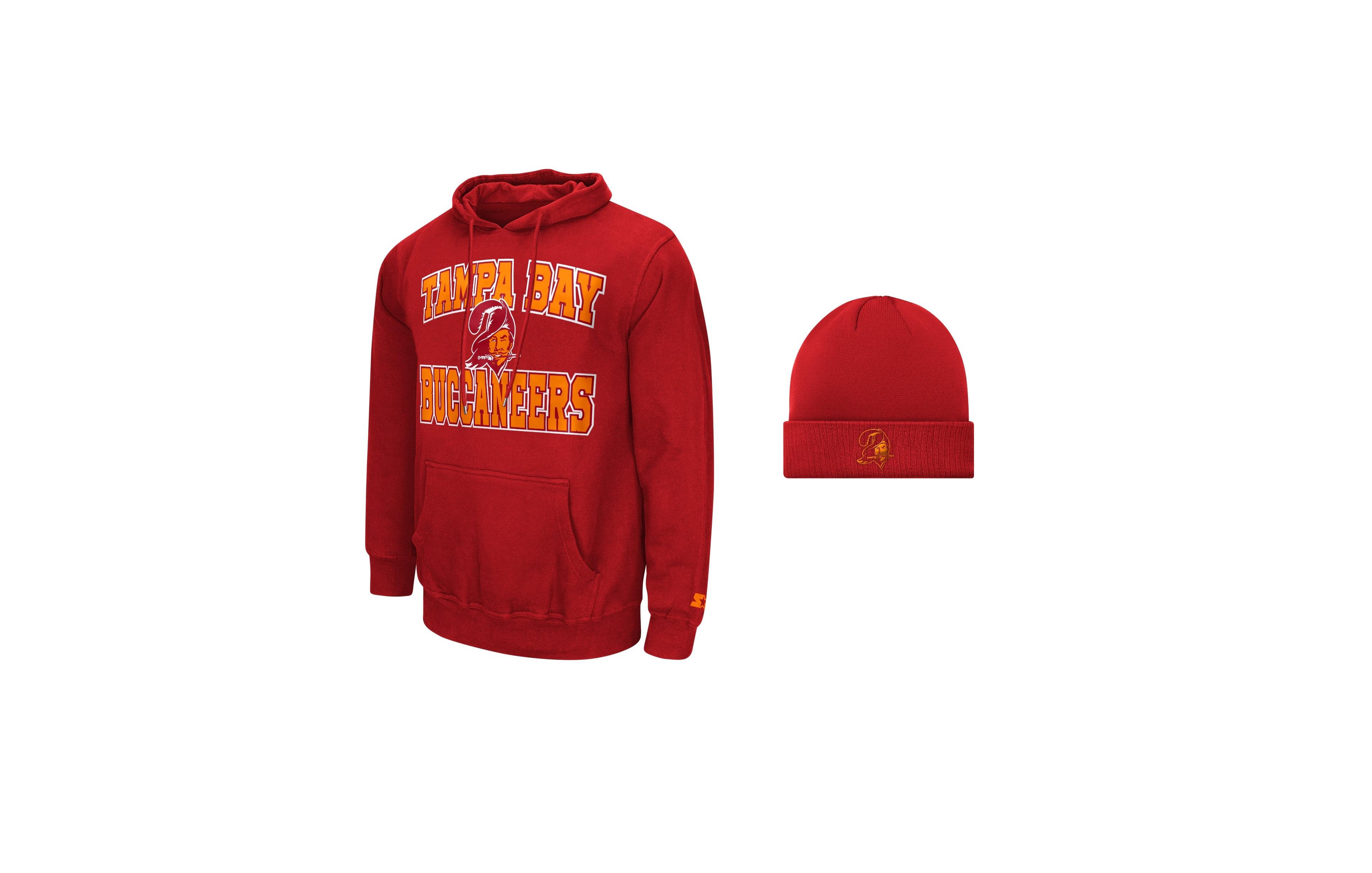 Starter Men's Red Tampa Bay Buccaneers Hoodie and Cuffed Knit Hat Combo Pack