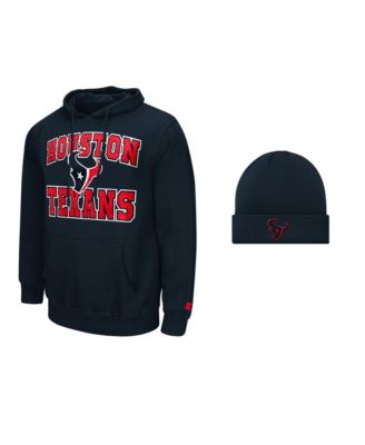Men's Navy Houston Texans Hoodie and Cuffed Knit Hat Combo Pack