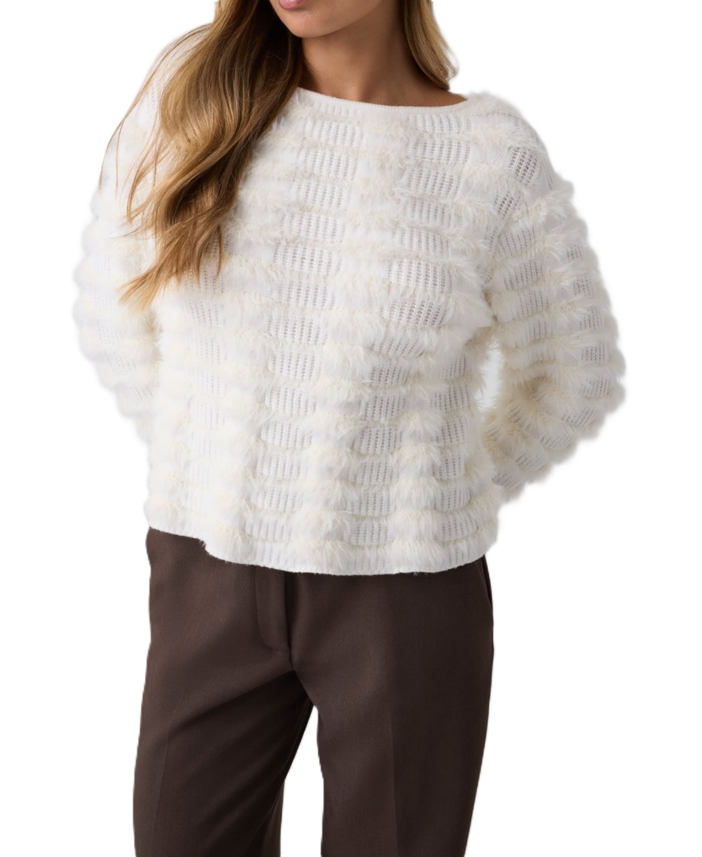 Женский свитер GUESS Leilani Long-Sleeve Crewneck Fuzzy, цвет: Белый — фото 1
